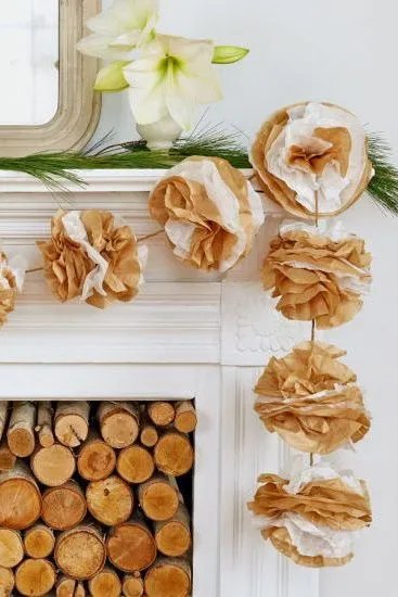 Recycled garland for Christmas decor instead of balloons is a go green move